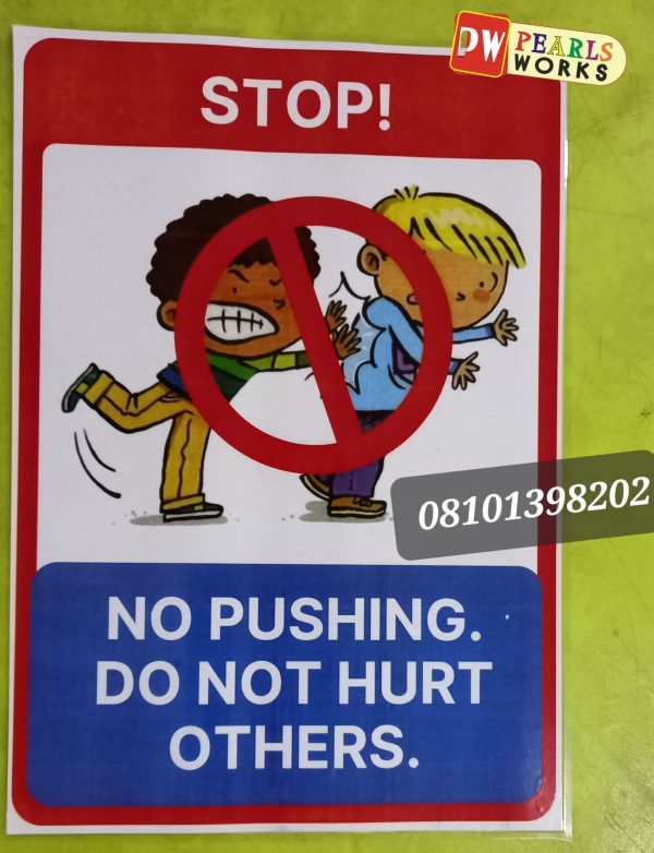 No Pushing Laminated Cardstock Signage